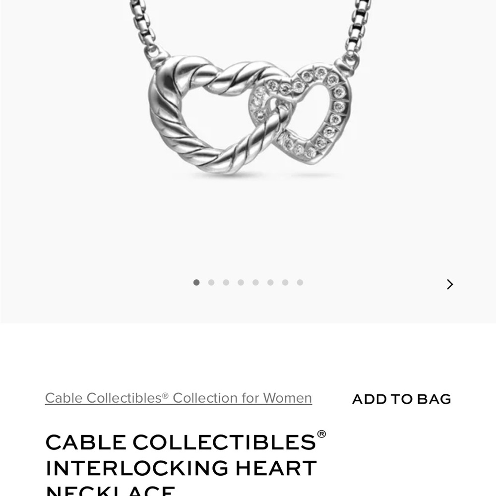 David Yurman Silver Intertwined Heart Necklace